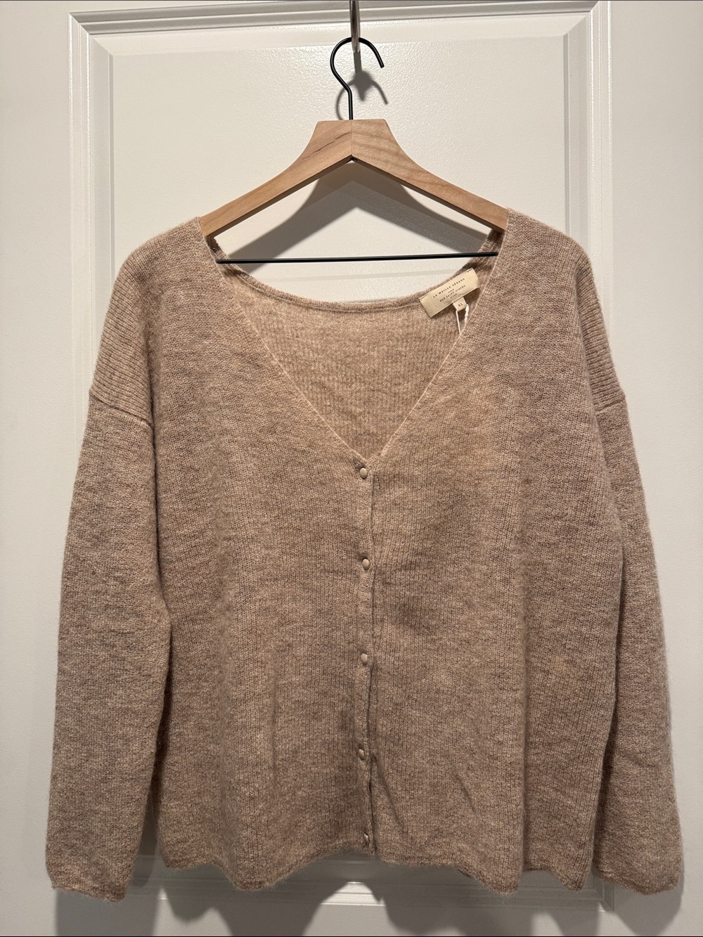 Sezane Barry Cardigan Light Beige - Size XL